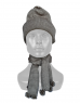 Acrylic Kids Designer cap with muffler set brown